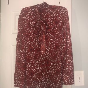 NWT Rust & Cream Ann Taylor Bow Blouse